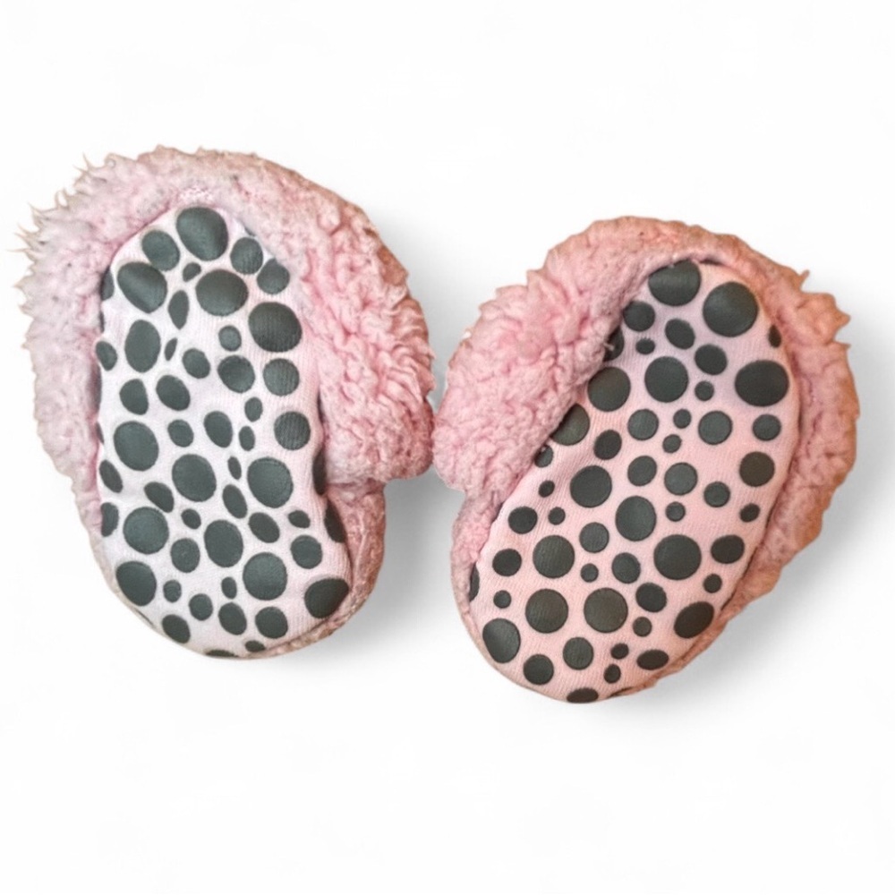 Zutano Furry Gripper Baby Bootie - Baby Pink  3 Months Girl Snap Buttons - Picture 3 of 4